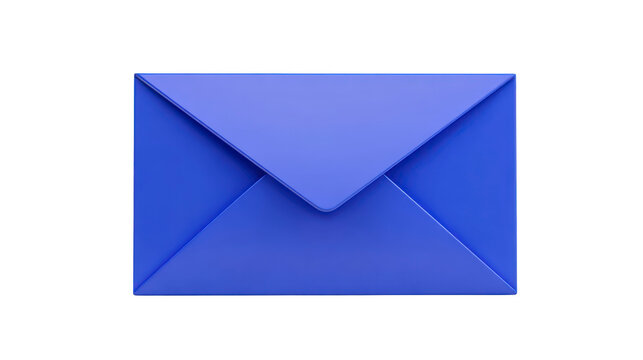 Blue envelope closed isolated on transparency background modern minimal style communication invitation cheerful clean paper stationery vibrant color