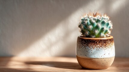 Bring the outdoors in with this charming cactus in a glazed pot, perfect for adding a touch of desert beauty to any modern space or warm minimalist decor