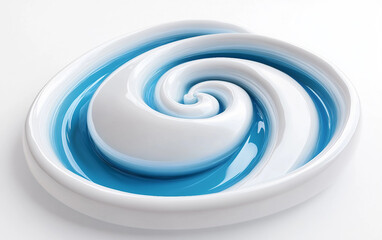 Floating 3D spiral with glowing neon blue tips forming a mesmerizing symbol of motion and energy isolated on transparent background PNG