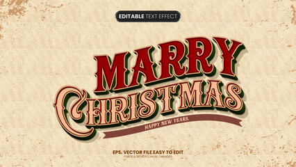 Merry christmas 3d editable text effect style vintage