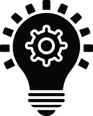 Light bulb with gear icon representing innovation and creative process solutions