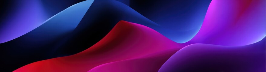 Abstract flowing waves of vibrant magenta blue and dark colors.