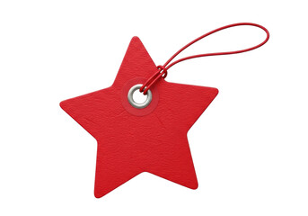 Red star shaped tag isolated PNG on transparent background, price label for sale and discount promotions