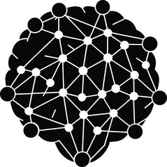 Artificial intelligence brain network icon for deep learning and neural systems