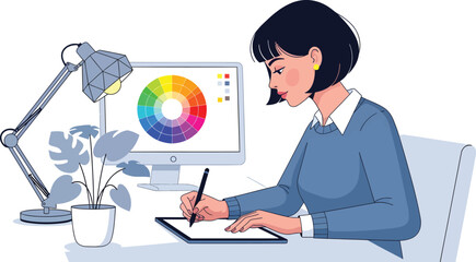 Creative Professional Designing Digital Art On Computer