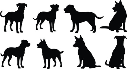 Collection of Dog Silhouettes in Various Poses
