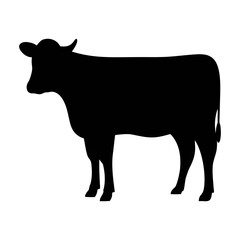 Black cow silhouette vector illustration farm animal livestock beef dairy cattle graphic design art