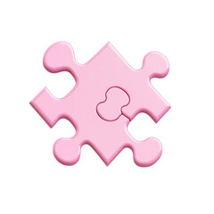 Obraz premium Single pink puzzle piece with inner detail on transparent background