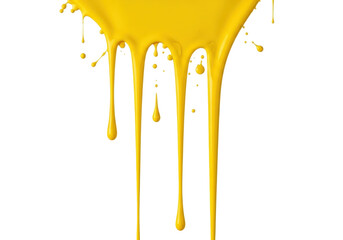 Bright yellow paint dripping isolated PNG, vibrant color splash for design elements and creative projects on transparent background
