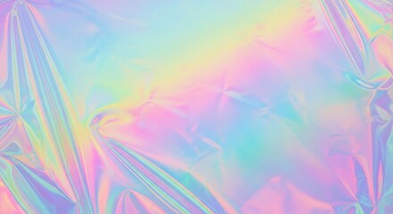 Iridescent holographic foil texture with rainbow gradient and crinkled effect