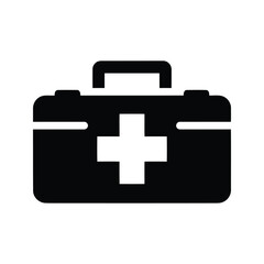 Obraz premium Black silhouette of a medical first aid kit with a white cross symbol