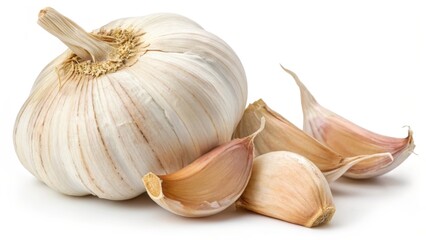 Fresh whole garlic isolated onwhite background