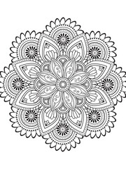 PrintFlowers coloring mandala  pages for adules