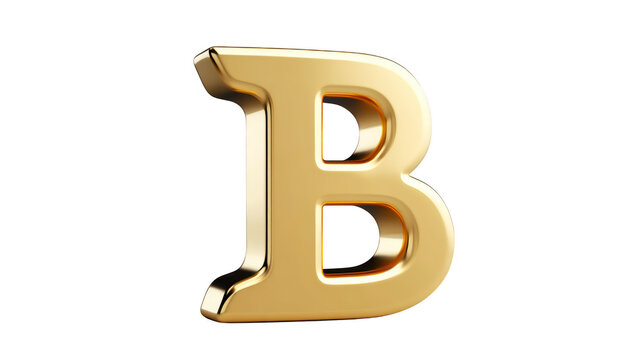 Golden letter B isolated on transparent background, shiny metallic uppercase alphabet symbol, elegant 3D rendering for luxury design, education, or branding concepts - Powered by Adobe