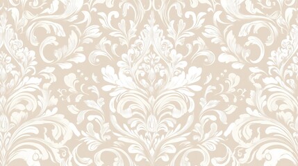 Obraz premium Elegant Beige Damask Pattern Design for Wallpaper or Fabric