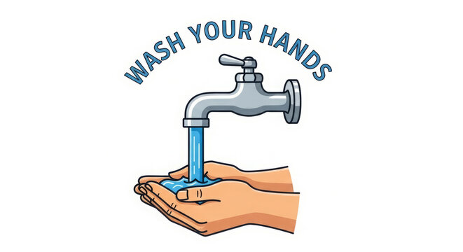 Hygiene Reminder Washing Hands Under Running Water from a Faucet for Cleanliness and Health