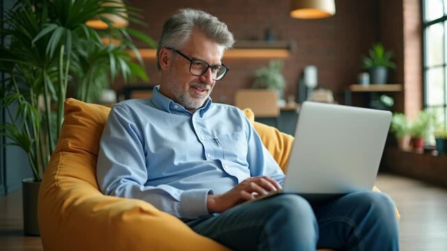 Self Education At Home. Smiling mature woman writing in notebook and using laptop in living room, free space. Positive senior lady sitting at table with pc, taking notes, enjoying.