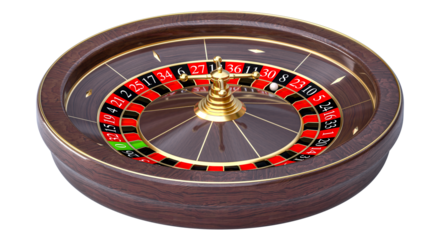 Roulette wheel spinning, casino gambling 3d isolated