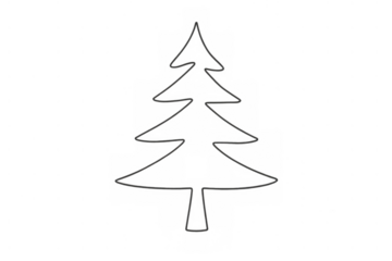 Christmas tree outline drawing creating simple holiday symbol art on transparent background
