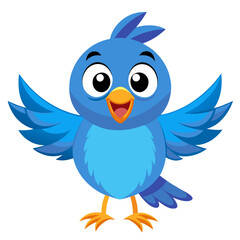 Fototapeta premium Happy blue bird with wings spread wide