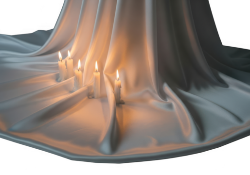 Soft fabric folds isolated on transparent background