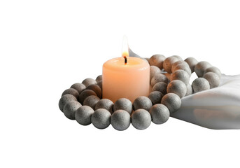 Candle and beads isolated on transparent background