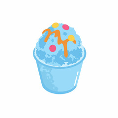 Cute Handdrawn Shaved Ice Dessert Sweet Food in Cup Illustration