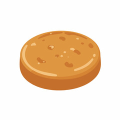 Isometric Round Baked Cookie Brown Dessert Sweet Food Illustration