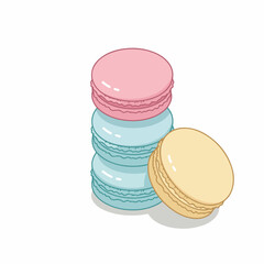 Handdrawn Pixelated Stack of Colorful Macarons Sweet Dessert Illustration