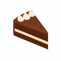 Isometric Detailed Chocolate Slice Cake Pastry Sweet Dessert Illustration