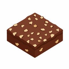 Isometric Chocolate Brownie with Nuts Delicious Sweet Dessert Food