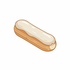 Handdrawn Artistic Eclair with Cream Filling Sweet Dessert Food Illustration