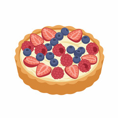 Flat Style Fresh Fruit Tart Delicious Dessert Sweet Pastry Food