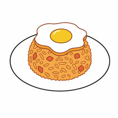Flat Illustration of Delicious Nasi Goreng Food Culinary Asian Cuisine