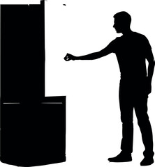 Silhouette of a Person Opening a Refrigerator Door