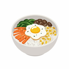 Colorful Illustration Bibimbap Korean Rice Dish Meal Gourmet Culinary Food