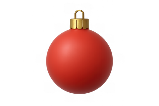 Red christmas ornament with golden cap creating festive holiday cheer. Decorating for winter celebration, joy, and season's greetings