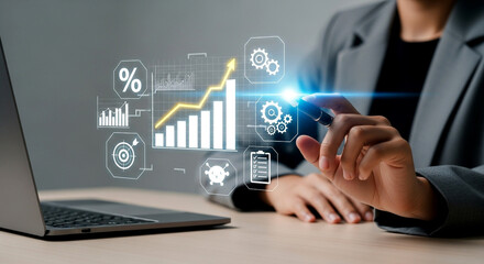 Fototapeta premium Professional analyzing data insights for strategic business growth with financial charts and modern technology