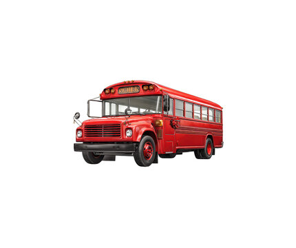 red bus isolated on white