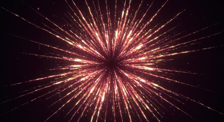Radiant burst of sparkling golden energy emanates from the center of a dark background