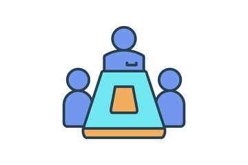 Business Meeting Icon. Icon related to Presentation. Flat line icon style. Simple vector design editable