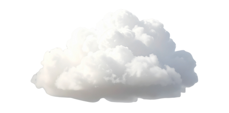 Realistic white cloud floating on transparent background