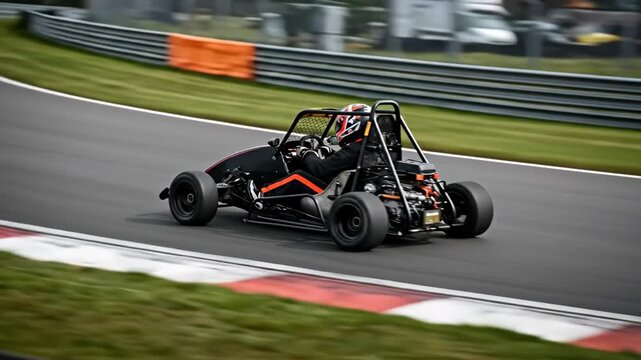 Highspeed buggy racing on curved track with dynamic turns and precision control