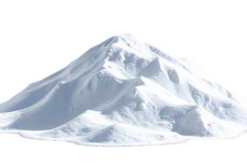 Realistic snow pile forming undulating mound on transparent background