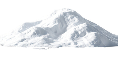 Realistic snow pile forming undulating mound on transparent background