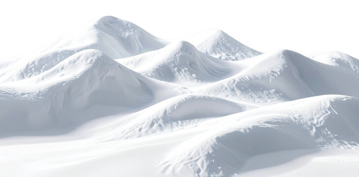 Realistic snow pile forming undulating mound on transparent background