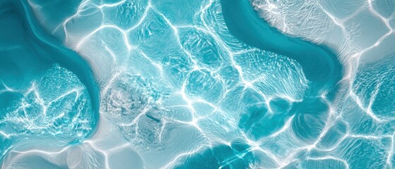 Abstract view of water with shimmering light reflections and a darker, fluid shape