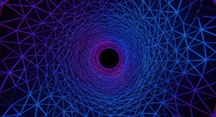 Fluorescent geometric tunnel structure extends toward a dark central opening