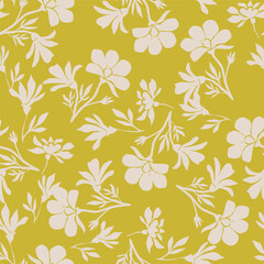 Floral botanical vector texture pattern with flowers and leaves. Seamless pattern can be used for wallpaper, pattern fills, web page background, surface textures.
