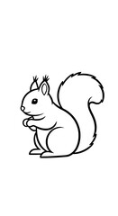 Obraz premium Squirrel Sitting Alertly with Nut, Isolated White Background, Graphic Illustration for Children's Education, Animal Illustration, Wildlife Depiction, Nature Study Resource, Mammal, Presentation Materi